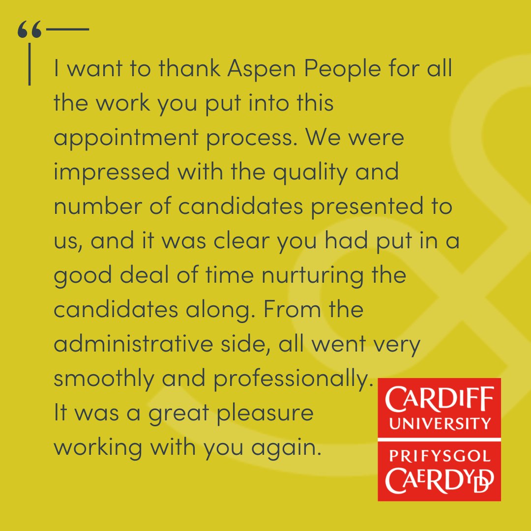 Great feedback from @CardiffUni after another successful appointment! To find out what Aspen People can do for your organisation, get in touch here: bit.ly/ContactAspen