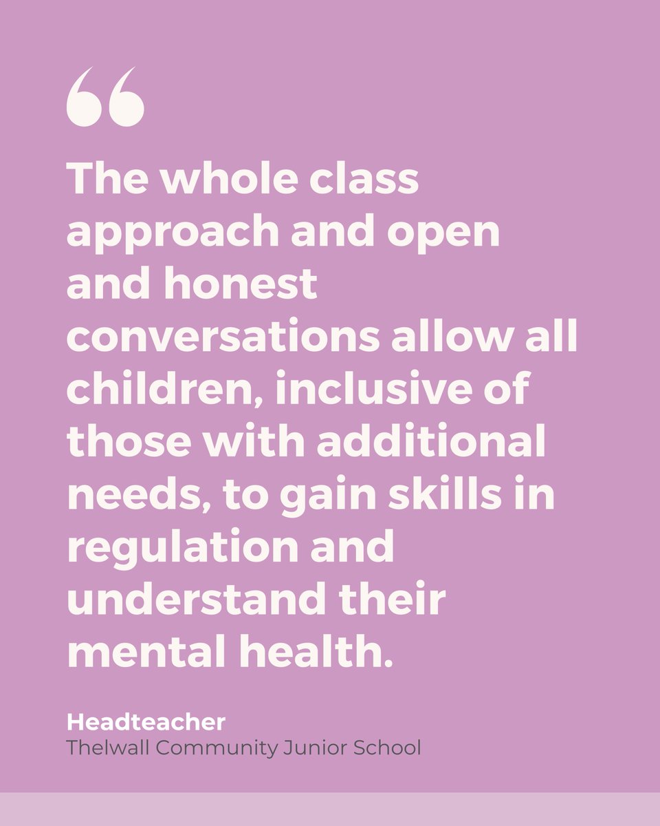 💬 “The whole class approach and open and honest conversations allow all children, inclusive of those with additional needs, to gain skills in regulation and understand their mental health.”
– Thelwall Community Junior School

This is what real inclusion looks like. 🙌

It’s not