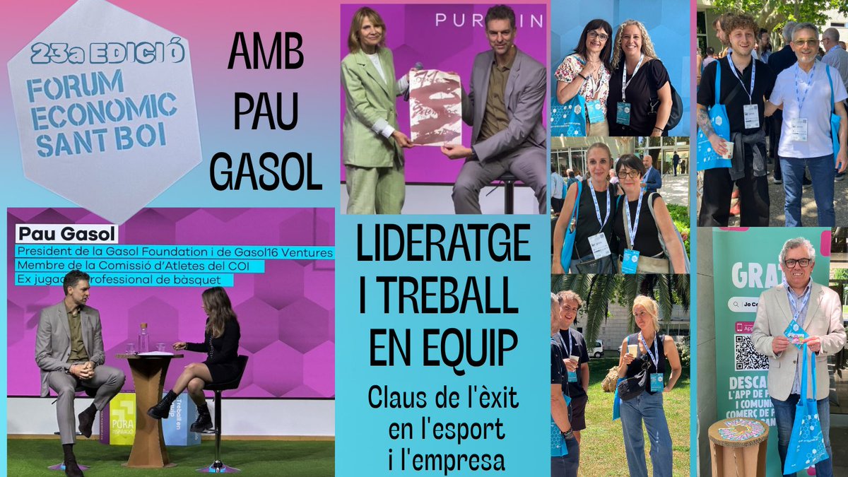 <a href="/santboicomerc/">SANT BOI COMERÇ</a> entitat col·laboradora de la 23a Edició del #ForumEconomicSantBoi amb <a href="/paugasol/">Pau Gasol</a> 
Pau ha reflexionat sobre: “Lideratge i treball en equip: claus de l'èxit a l'esport i l'empresa”
Una xerrada molt inspiradora! 
Un exemple d’humilitat i força!
.
#JoComproaSantboi