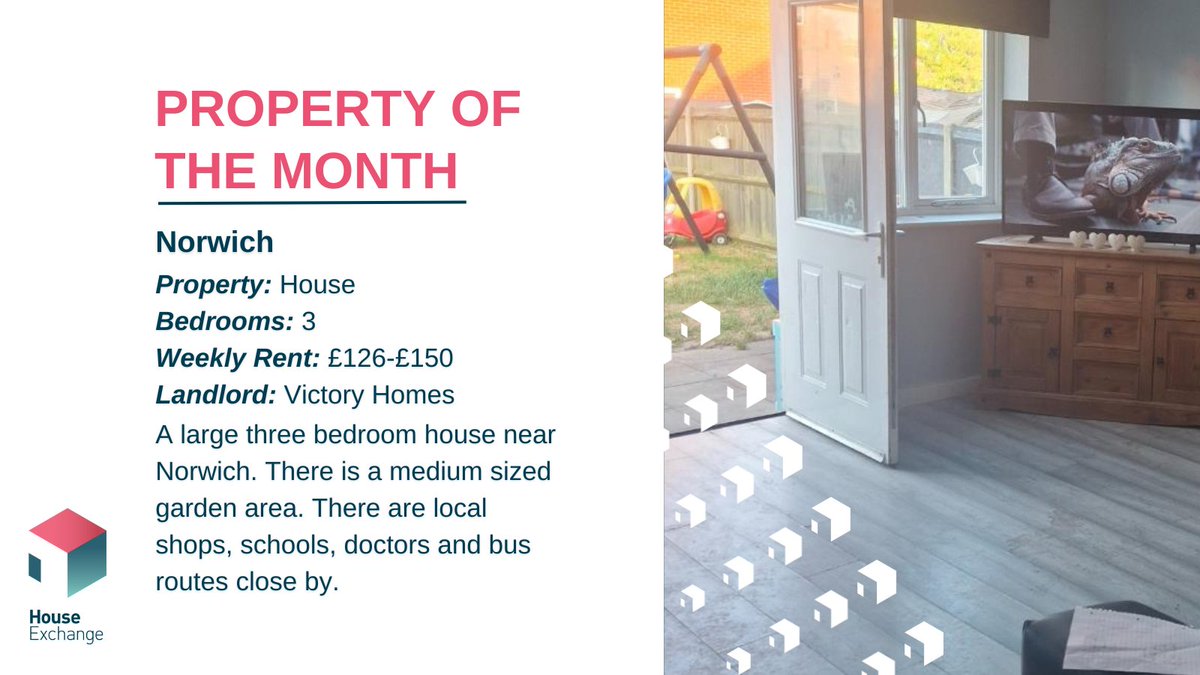 Are you looking for a three-bedroom house in #Norwich?

This home which is close to local amenities is available for a #MutualExchange! It has a large living room, medium size back garden and is close to shops, schools, doctors and bus routes. More 👇

houseexchange.org.uk/property-searc…