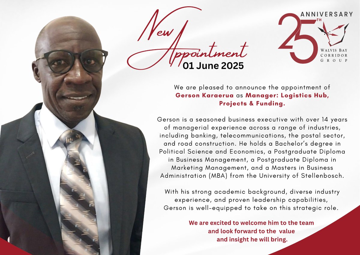 Dear valued stakeholders.

Kindly take note of the new appointments to the WBCG TEAM, as we warmly congratulate and welcome Ms. Hambeleleni and Mr. Karaerua 👏👏

#ProudTeamWBCG