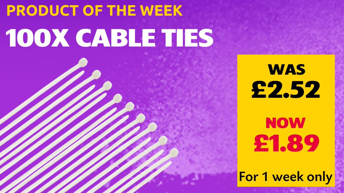 diydirectcom's tweet image. Keep things neat with this 100 pack of white cable ties – 200mm x 2.5mm.
Now only £1.89 (was £2.52) – 25% off for 1 week only.
A must-have for organising cables, wires, and more.

#CableTies #OrganisationTools #WorkshopEssentials #DIYProjects #TidyCables #CableManagement