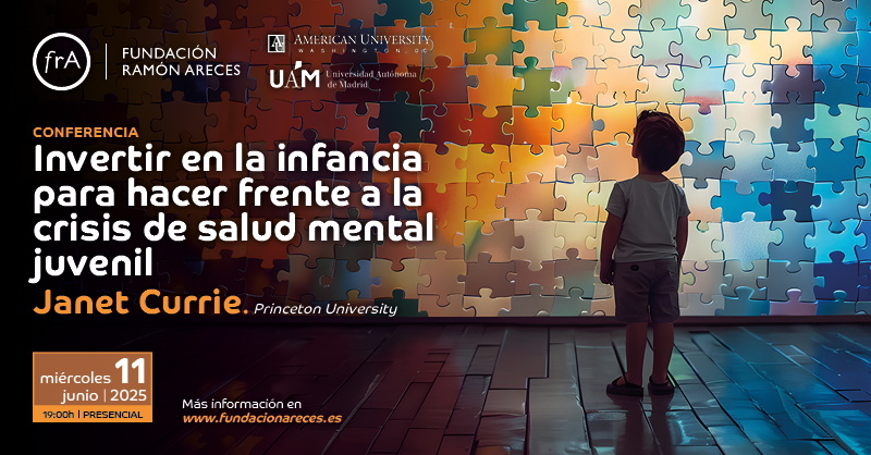 FundaciónRamónAreces (@fundacionareces) on Twitter photo ⇨ Invertir en la #infancia para hacer frente a la crisis de #saludmental juvenil
Apúntate a la conferencia de la profesora <a href="/Princeton/">Princeton University</a> Janet Currie el 11 de junio a las 19 h en #frAreces
Organizada con <a href="/AmericanU/">American University</a> y <a href="/UAM_Madrid/">UAM Autónoma Madrid</a>
Más ℹ️ e inscripciones 🔏 fundacionareces.es/fundacionarece… ⇨ Invertir en la #infancia para hacer frente a la crisis de #saludmental juvenil
Apúntate a la conferencia de la profesora <a href="/Princeton/">Princeton University</a> Janet Currie el 11 de junio a las 19 h en #frAreces
Organizada con <a href="/AmericanU/">American University</a> y <a href="/UAM_Madrid/">UAM Autónoma Madrid</a>
Más ℹ️ e inscripciones 🔏 fundacionareces.es/fundacionarece…