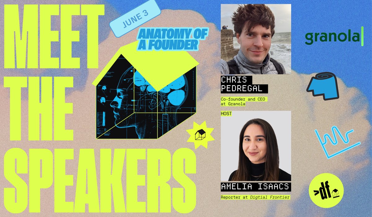 meetgranola's tweet photo. Tomorrow! Our founder @cjpedregal joins @ameliakisaacs at #DFHouse for an Anatomy of a Founder fireside chat. They'll dive into the @meetgranola journey and what's been going on behind-the-scenes. Hosted by @digitalfrontier - tickets here: https://t.co/CNzhFhqtkp https://t.co/Ck7IMEc0mc