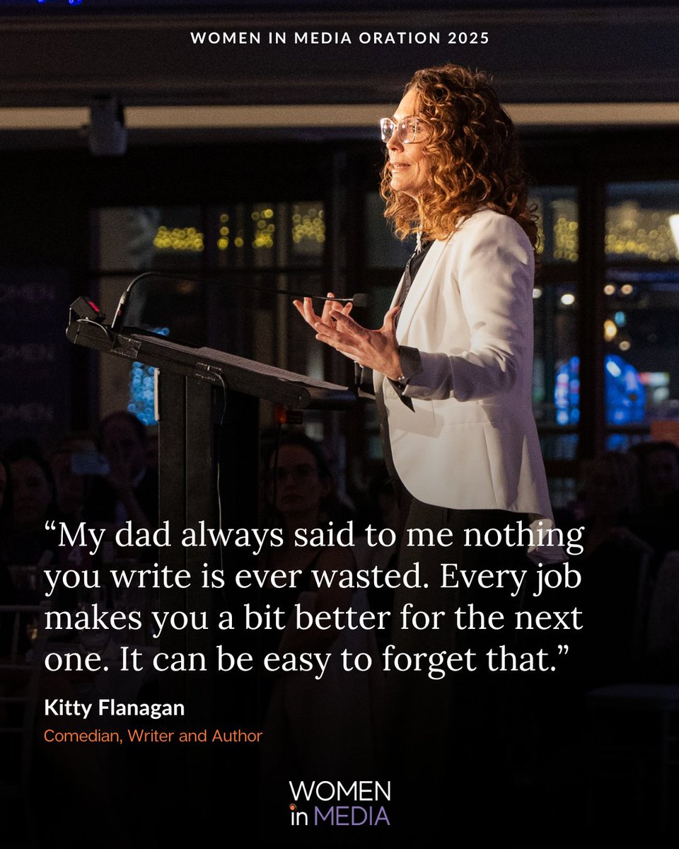 "I’m a little bit obsessive, some might say annoying to work with. I’m always unhappy with what I’ve done.” 

Relive the magic from the 2025 Women in Media Oration here: bit.ly/45CXSXj