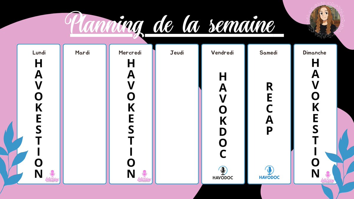 Voici le PROGRAMME de cette semaine 🗓️

Ça commence dès ce soir avec un #HAVOKESTION ! 😁