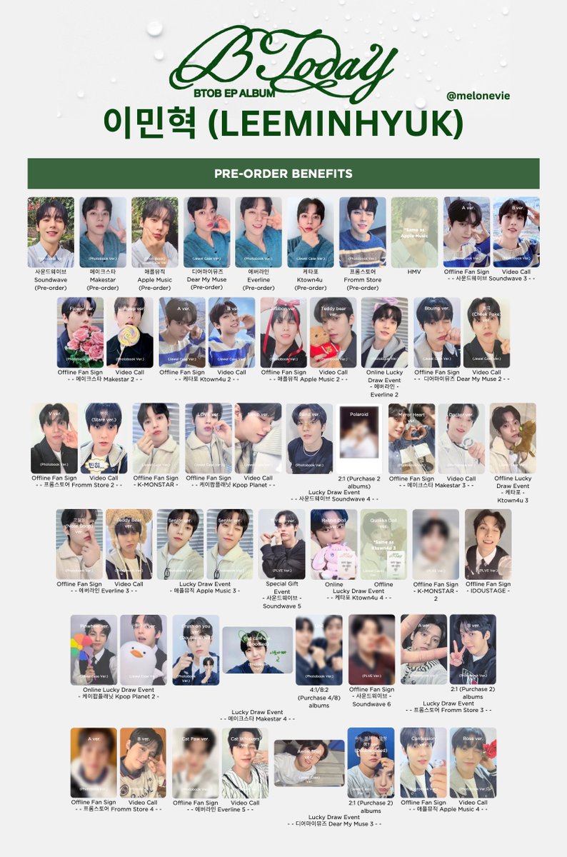 BTOB トレカ BTOB 'BTODAY' Photocard Template Minhyuk + MS, DMM3 (LD) and APMU4