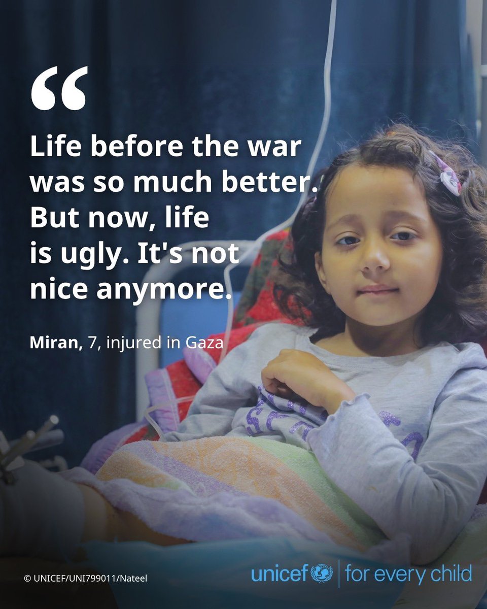 “I pulled Miran and her mother out from under the rubble,” her father says. “Her legs were injured.”

A lasting ceasefire needs to be reinstated now for children. Their survival and well-being depend on it.