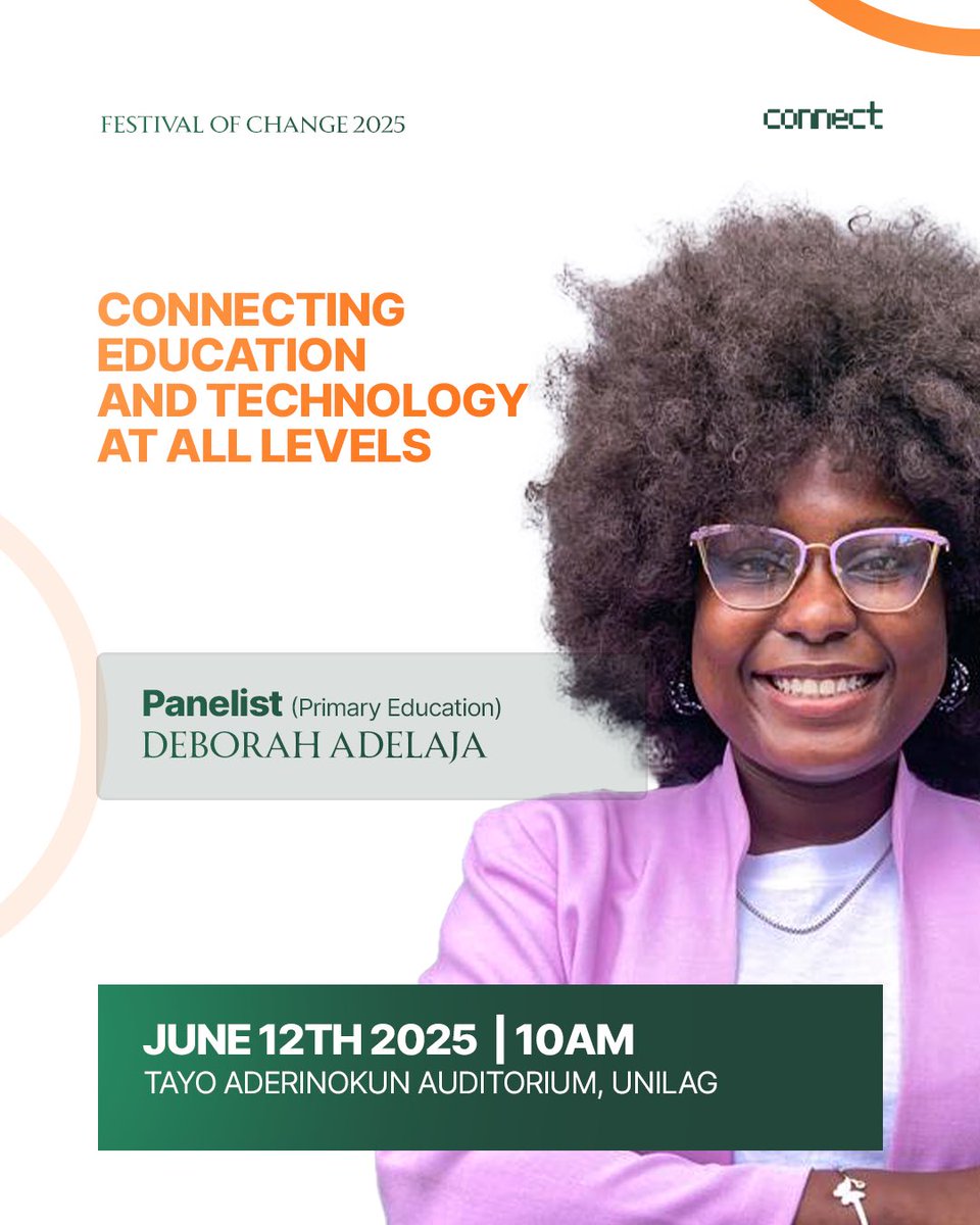 OfficialFOC_'s tweet photo. Catch @_adedebbie live at the Festival Of Change 2025 Primary education panel session 🎉

Visit https://t.co/VPwS42TMjB to save yourself a seat now! https://t.co/uS5nv3mHAn