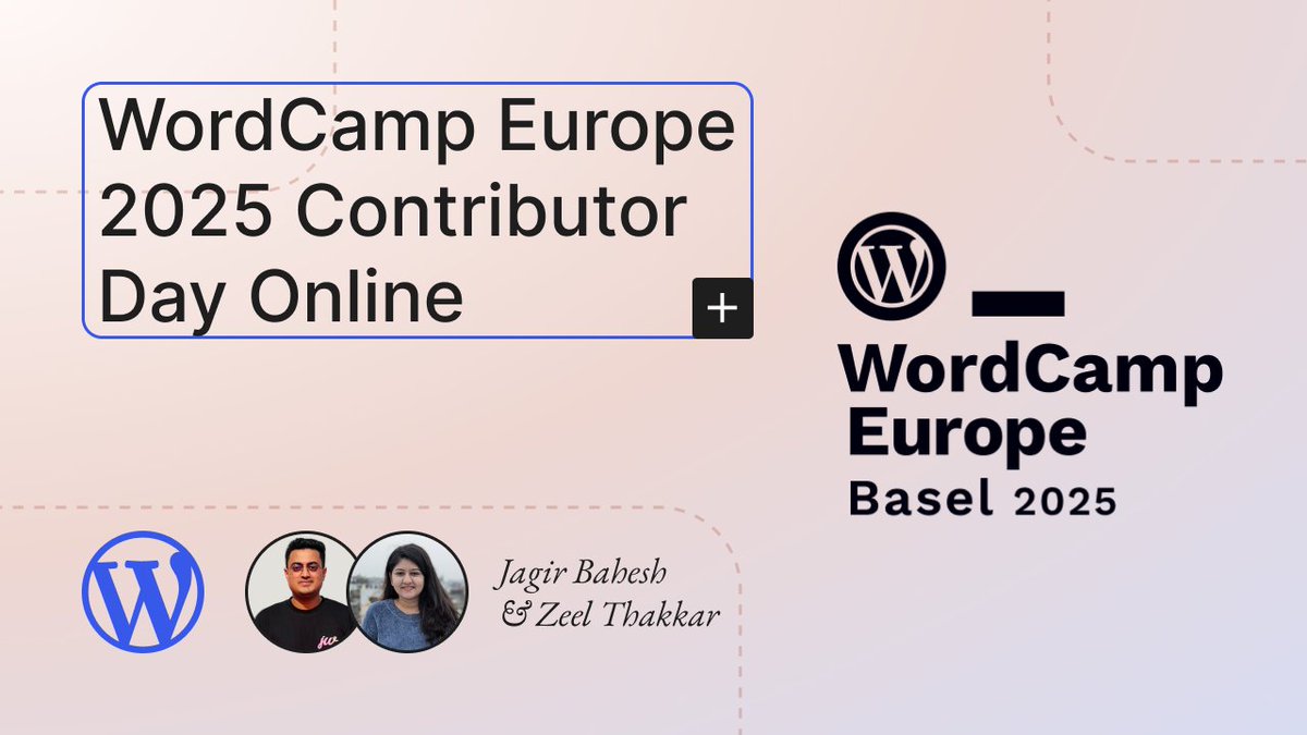 jagirbahesh's tweet image. 📣 Join the #WordPress Training Team online on June 5 for #WCEU Contributor Day!
Co-host: @ZeelTha65342967
Let’s collaborate and make an impact together!
👉 RSVP here: meetup.com/learn-wordpres…
#WCEU2025 #ContributorDay #WordPressCommunity #WordPress