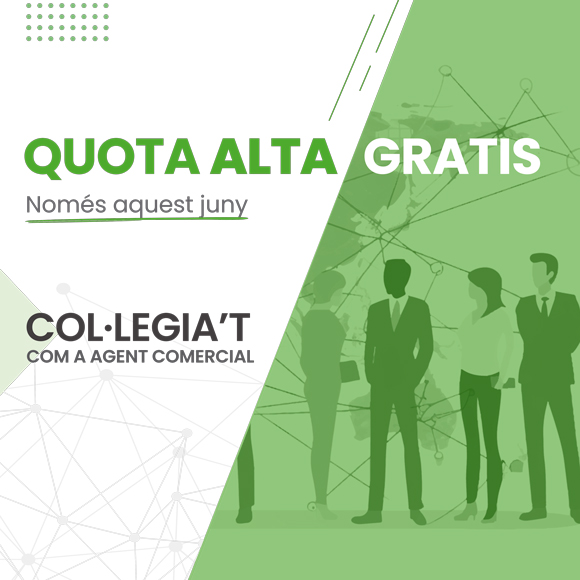 Forma part del Col·legi Oficial d'Agents Comercials de Barcelona i NO PAGUIS QUOTA D'ALTA (estalvi de 180 €)  

⏳Només fins el 30 de juny 2025 
🚀Uneix-te al col·lectiu amb milers de comercials 
🎯Beneficis únics en deduccions d'IVA i IRPF 
👥Assessorament legal, fiscal i