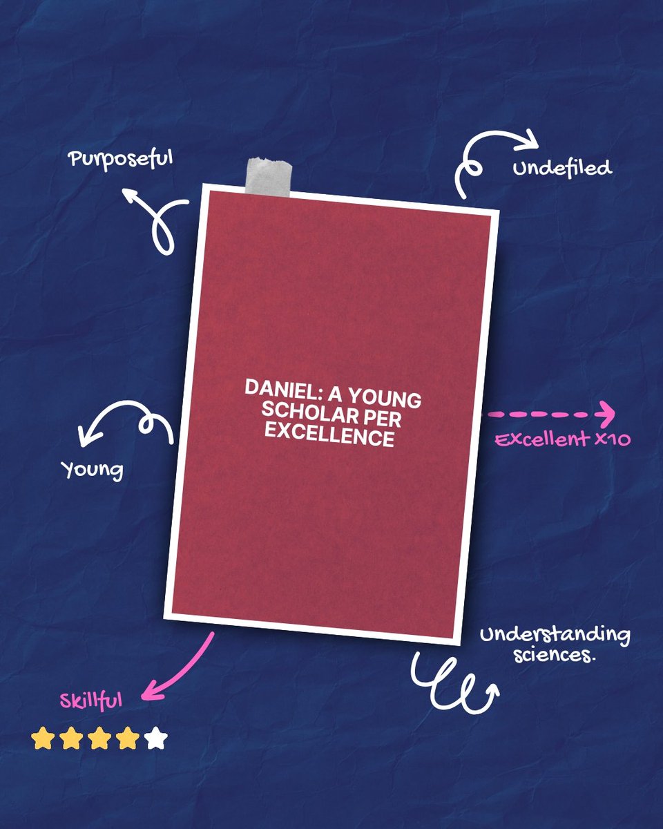 mike_ngene23851's tweet photo. Daniel: A Young Scholar per Excellence 📘✨
He stood out in wisdom, faith & discipline — and was found 10x better (Dan. 1:20).
Young scholar, your faith is your edge.
Be like Daniel. Stand out for God. 💪🔥
#TYSO #DanielGeneration #YoungScholars #FaithAndExcellence https://t.co/2Gd60AOEvl