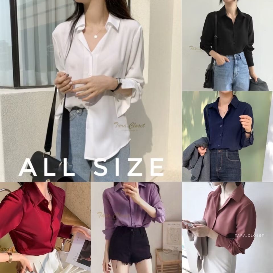 nu_nu077's tweet photo. IT022 All Size 1 TARA Shirt เสื้อเชิ้ตคอปก แขนยาว มีมากกว่า 30 สี รุ่นยอดฮิต ทรงคลาสสิค ผ้าไหมอิตาลีอย่างดี ผ้าไม่หนามาก ในราคา ฿106 - ฿149 #แฟชั่นผู้หญิง #เสื้อผ้��ผู้หญิง                                 🟧:https://t.co/PEuCmaRNXD https://t.co/nFkyzE58Mr