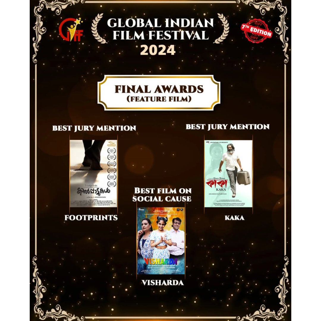 sufngo's tweet photo. I sincerely express my gratitude to all jury members of the GLOBAL INDIAN FILM FESTIVAL 2024 (Mumbai, India) who awarded me the BEST FILM ON SOCIAL CAUSE &amp; BEST CHILD ACTOR @vishardaa award for our Hindi feature film "VISHARDA".🙏
@shubhraaj @sufngo @sueproduction @curvyshine_ https://t.co/ORlAaIORbO