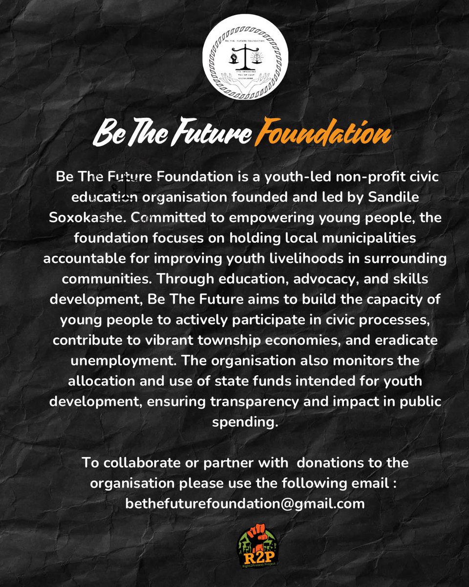 Right2Protest (@protestza) on Twitter photo ποΈ Introducing: Voices of Youth in Protest
This Youth Month, we honour the legacy of June 16 youth by spotlighting young activists shaping the future of South Africa through their leadership and fight against injustice.
Β
Meet Sandile Soxokashe co-lead <a href="/bethefutur33356/">be the future foundation</a> ποΈ Introducing: Voices of Youth in Protest
This Youth Month, we honour the legacy of June 16 youth by spotlighting young activists shaping the future of South Africa through their leadership and fight against injustice.
Β
Meet Sandile Soxokashe co-lead <a href="/bethefutur33356/">be the future foundation</a>