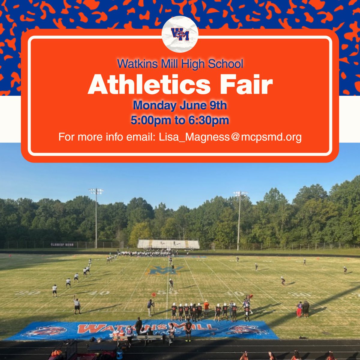 We are one week away!! 

Please come out and join us to meet our coaches and hear about the opportunities in High School Athletics! 

This event is for incoming 9th graders and those new to WMHS!