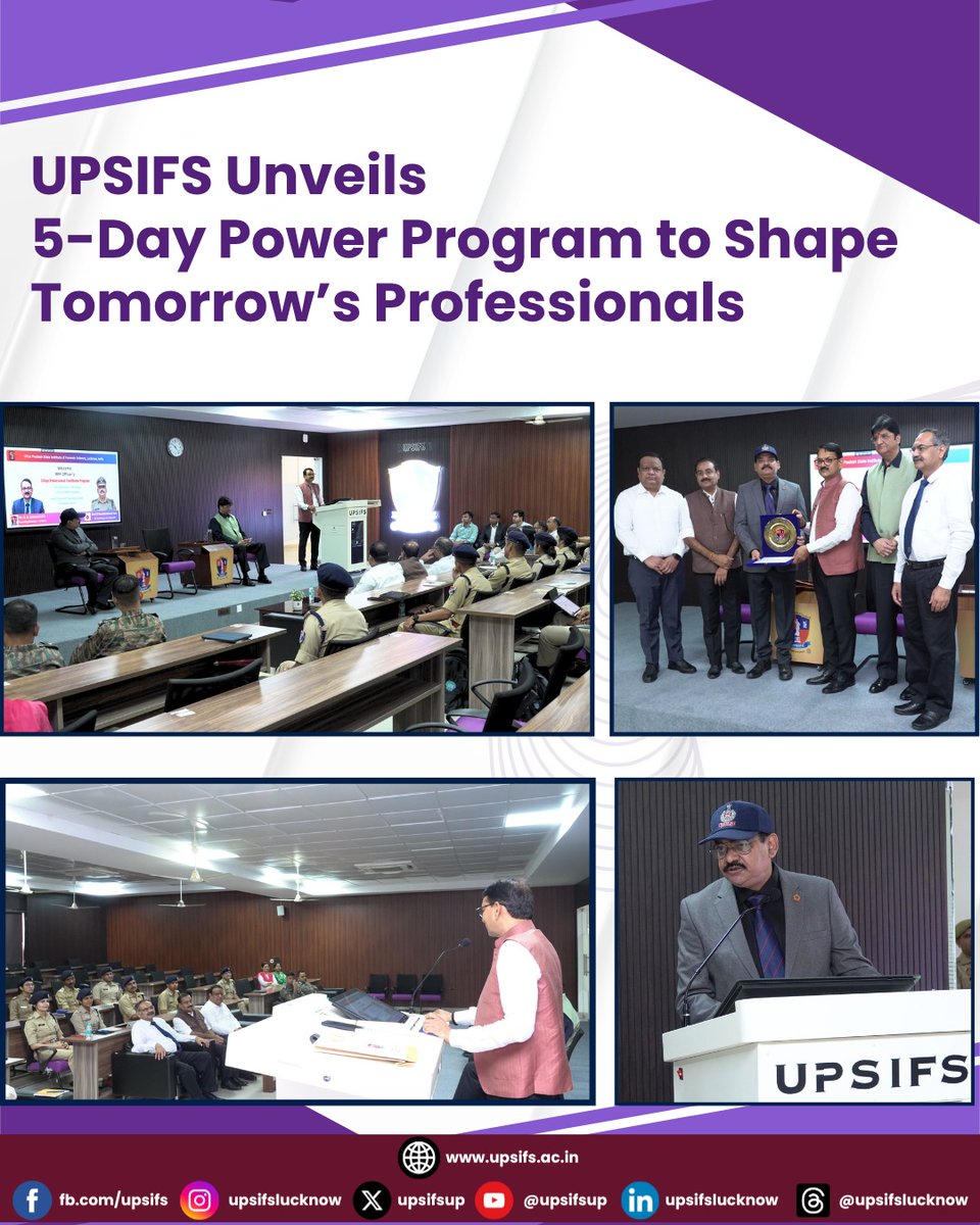 upsifsUp's tweet image. UPSIFS proudly launches a 5-Day Power Program to shape the next generation of forensic and law enforcement professionals.

@GoswamiGK2025 @UPGovt @Uppolice @homeupgov @RPF_INDIA 
#UPSIFS #ForensicScience #TrainingProgram #FutureProfessionals #Empowerment #SkillDevelopment #RPF