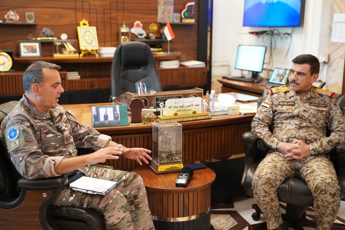 IraqNato's tweet photo. The new commander of the NATO Mission in Iraq, Major General Christophe Hintzy met on Sunday, 1st June 2025 the Iraqi Army Chief of Staff, Lieutenant General Abdul Amir Rashid Yarallah.
📸 The Photos and Video Courtesy by @modmiliq 🎥
#workingtogether4iraq https://t.co/CpEFMGzQ2Q