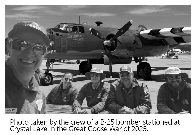 Team bonding is going well over the Great Goose War of 2025. 

<a href="/VTStateParks/">Vermont State Parks</a> #crystallake #greatteams #teamwork #stopatnothing