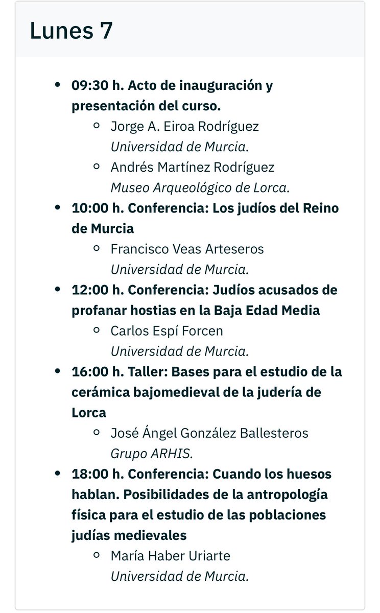 ArhisGrupo's tweet photo. Ya está disponible el programa del IX Curso de arqueología medieval de Sefarad que se realizará en Lorca del 7 al 9 de julio.

El plazo de inscripción está abierto.

➡️https://t.co/UQqG8U7aTv https://t.co/yLyHcUjNx2