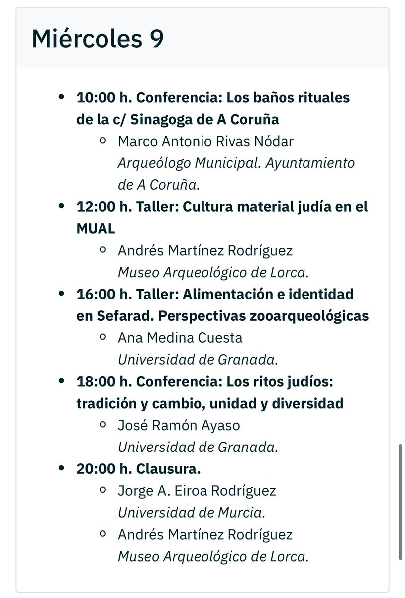 Ya está disponible el programa del IX Curso de arqueología medieval de Sefarad que se realizará en Lorca del 7 al 9 de julio.

El plazo de inscripción está abierto.

➡️um.es/web/cursosdeex…