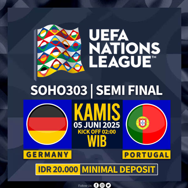 cuan_naga's tweet photo. UEFA Nations League | SOHO303

05/Jun 01:45 Germany vs Portugal HDP 0 : 1/2

#soho303 #liga1 #ligainggris #ligaitaly #ligaspanyol #persija #sbobet #chelsea #arsenal #liverpool #fyp #intermilan #roma #acmilan #juventus #barcelona #psg #ligachampion #intermilan #nice #psg https://t.co/ONA50r22FQ
