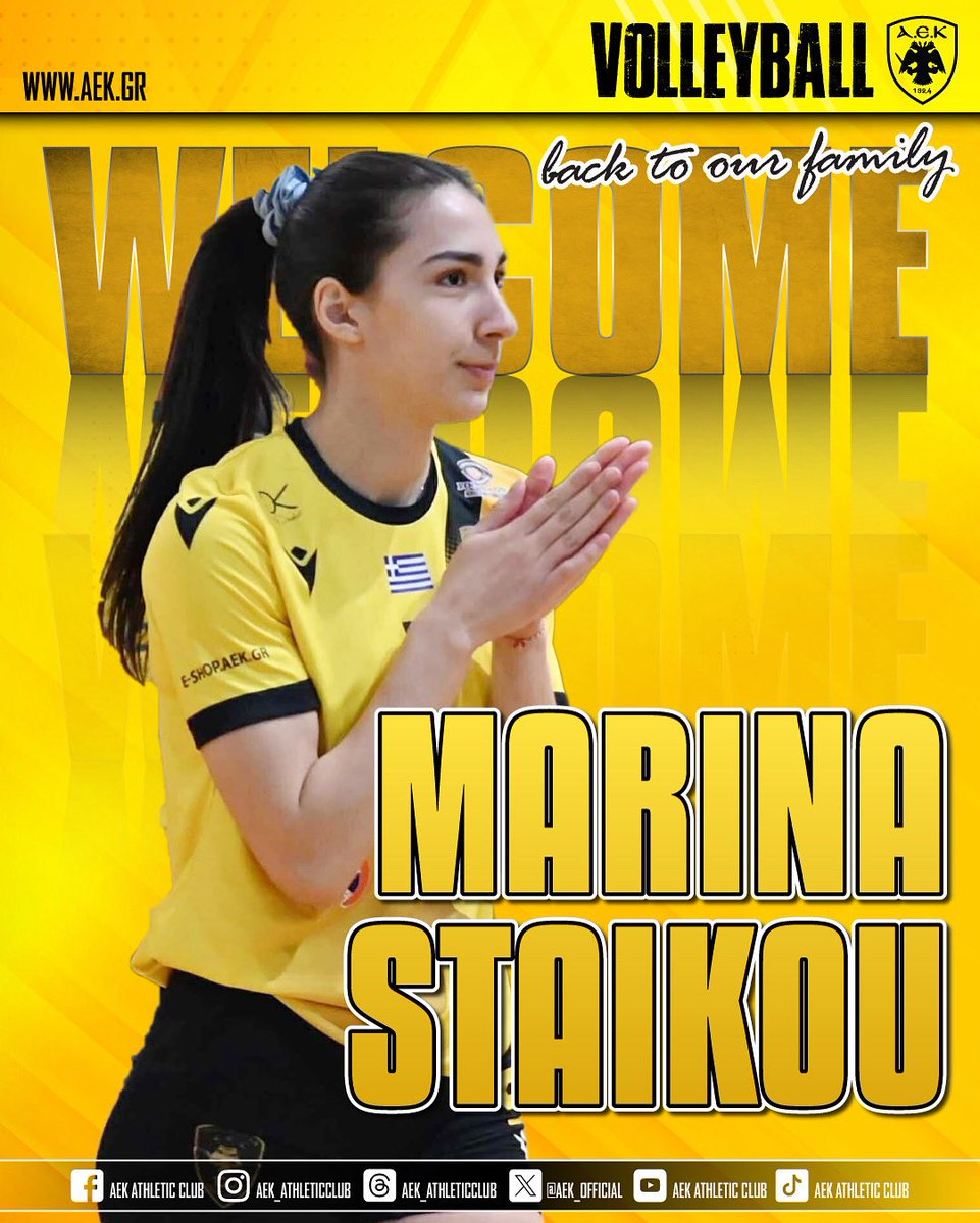 🏐 Η ΑΕΚ ανακοινώνει την έναρξη της συνεργασίας της με την Μαρίνα Στάικου, που επιστρέφει στην οικογένεια της ΑΕΚ! 

🔗 Ολόκληρη η ανακοίνωση εδώ: aek.gr/enarxi-synerga…

#aek #renewal #aekwomenvolley #aekwomenvolleyball #aekfamily