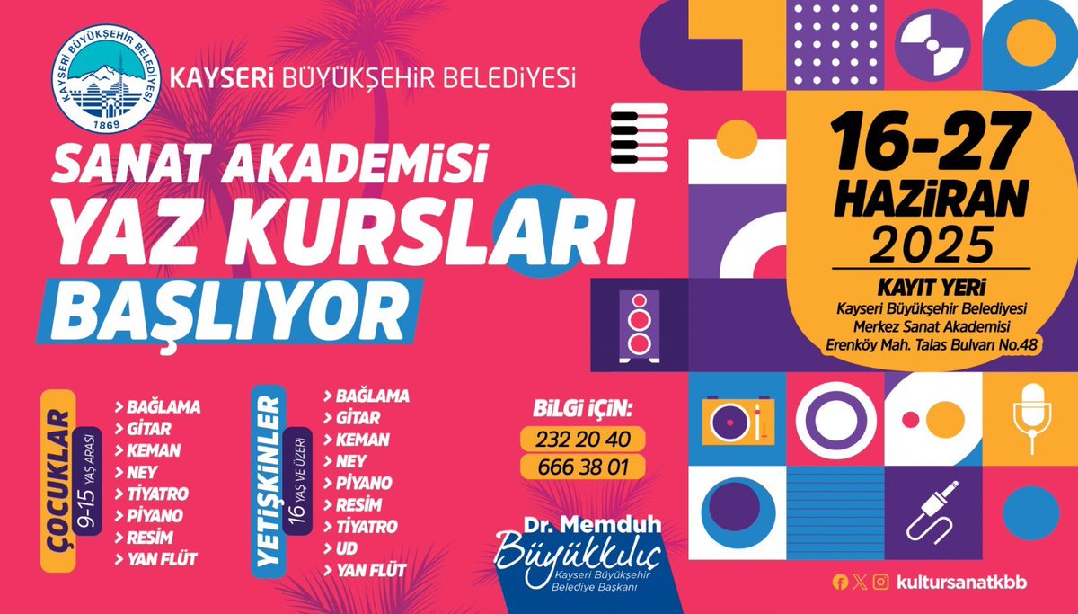 📣2025 yılı yaz kursu kayıtlarımız başlıyor. 16-27 Haziran arası;
🔹 1 fotoğraf 
🔹 1 kimlik fotokopisi ve 
🔹 600 tl kayıt ücreti ile kayıt yaptırabilirsiniz.