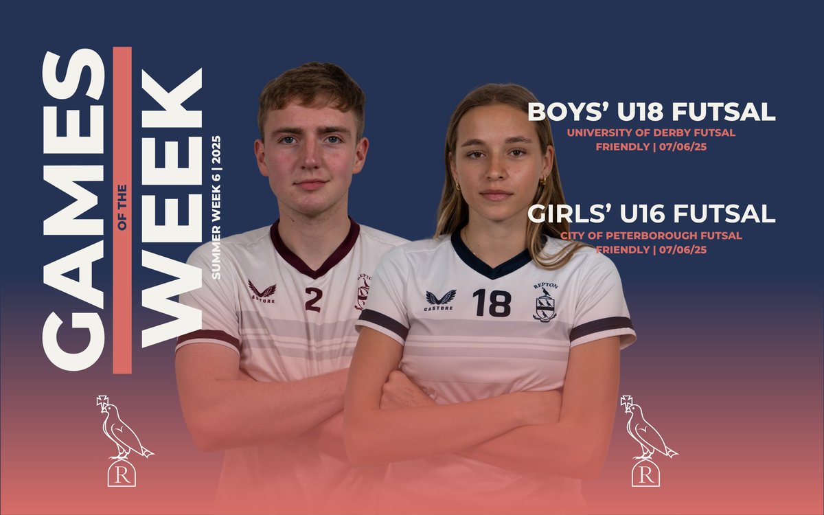 Repton Football/Futsal (@reptonfootball) on Twitter photo GAMES OF THE WEEK
The Futsal never stops in the summer term! This weekend sees the Boys' U18 squad take on <a href="/uodfutsalclub/">Uni of Derby Men’s Futsal</a> while the Girls' U16 group host <a href="/COPFC2014/">City Of Peterborough Futsal Centre</a>.
#reptonfootball #reptonfootballprogramme
#courage #excellence
#football #futsal #soccer #schoolfootball GAMES OF THE WEEK
The Futsal never stops in the summer term! This weekend sees the Boys' U18 squad take on <a href="/uodfutsalclub/">Uni of Derby Men’s Futsal</a> while the Girls' U16 group host <a href="/COPFC2014/">City Of Peterborough Futsal Centre</a>.
#reptonfootball #reptonfootballprogramme
#courage #excellence
#football #futsal #soccer #schoolfootball
