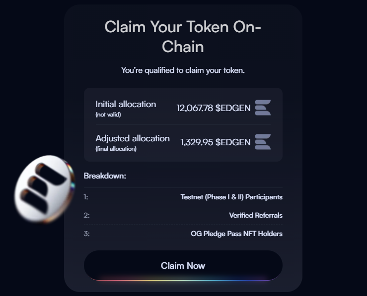 Crypto_Pranjal's tweet photo. LayerEdge Airdrop Claim is Live! 🪂

✅ Claim here: https://t.co/QmlB13u39O

EDGEN current price: $0.025

Now trading on Binance Alpha, Gate, KuCoin & more.

Got what you expected — or feeling it was overhyped?
