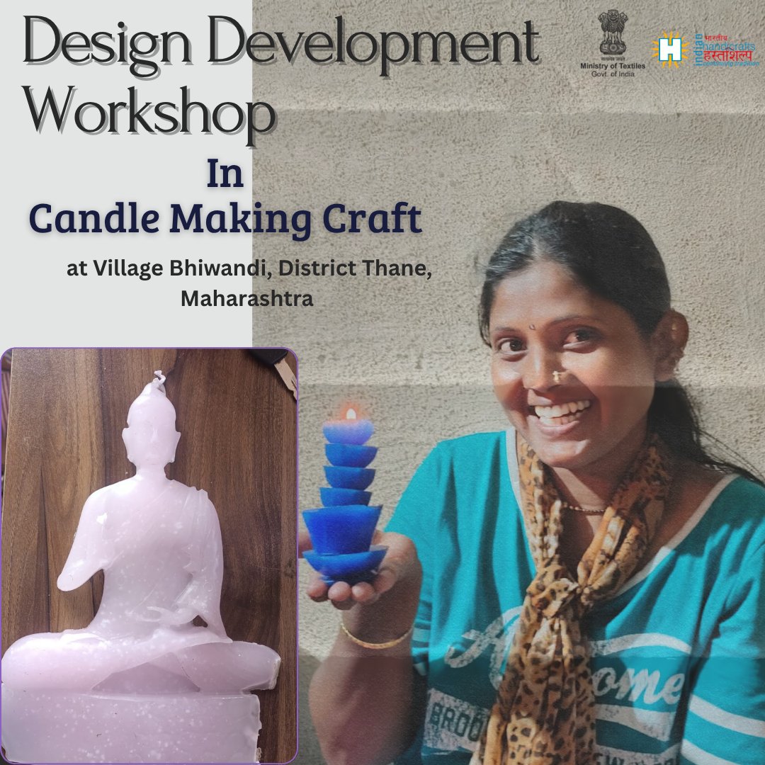DC(Handicrafts) (@handicraftsdc) on Twitter photo DDW in Candle Making Craft at Village Bhiwandi, Dist. Thane (MS).
Local artisans & women are learning innovative techniques to enhance design, quality & market value.
#SkillIndia #CraftRevival #CandleMaking #Bhiwandi #DDW <a href="/TexMinIndia/">Ministry of Textiles</a> DDW in Candle Making Craft at Village Bhiwandi, Dist. Thane (MS).
Local artisans & women are learning innovative techniques to enhance design, quality & market value.
#SkillIndia #CraftRevival #CandleMaking #Bhiwandi #DDW <a href="/TexMinIndia/">Ministry of Textiles</a>