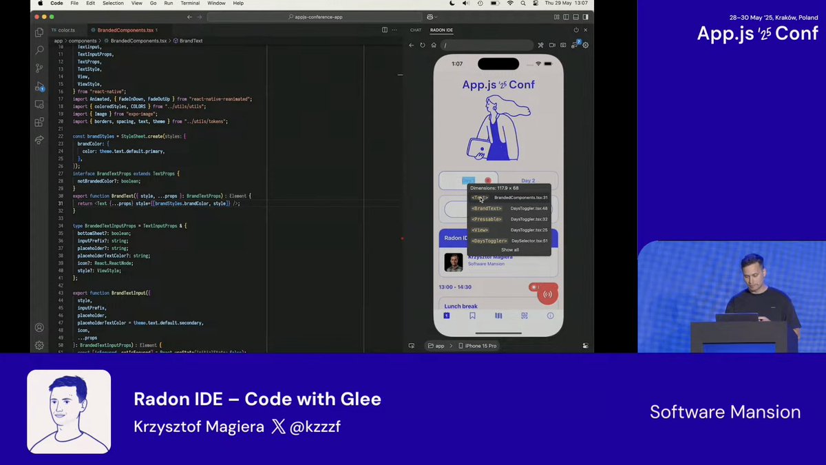 Dawid Matyjasik (@dawid_matyjasik) on Twitter photo Meet Radon IDE, a promising tool for React Native development! <a href="/kzzzf/">Krzysztof Magiera</a> presented it at <a href="/appjsconf/">App.js Conf 🗓️ 28-30 May 2025</a>, showcasing how it streamlines coding and debugging for a smoother experience. #RadonIDE #ReactNative Meet Radon IDE, a promising tool for React Native development! <a href="/kzzzf/">Krzysztof Magiera</a> presented it at <a href="/appjsconf/">App.js Conf 🗓️ 28-30 May 2025</a>, showcasing how it streamlines coding and debugging for a smoother experience. #RadonIDE #ReactNative