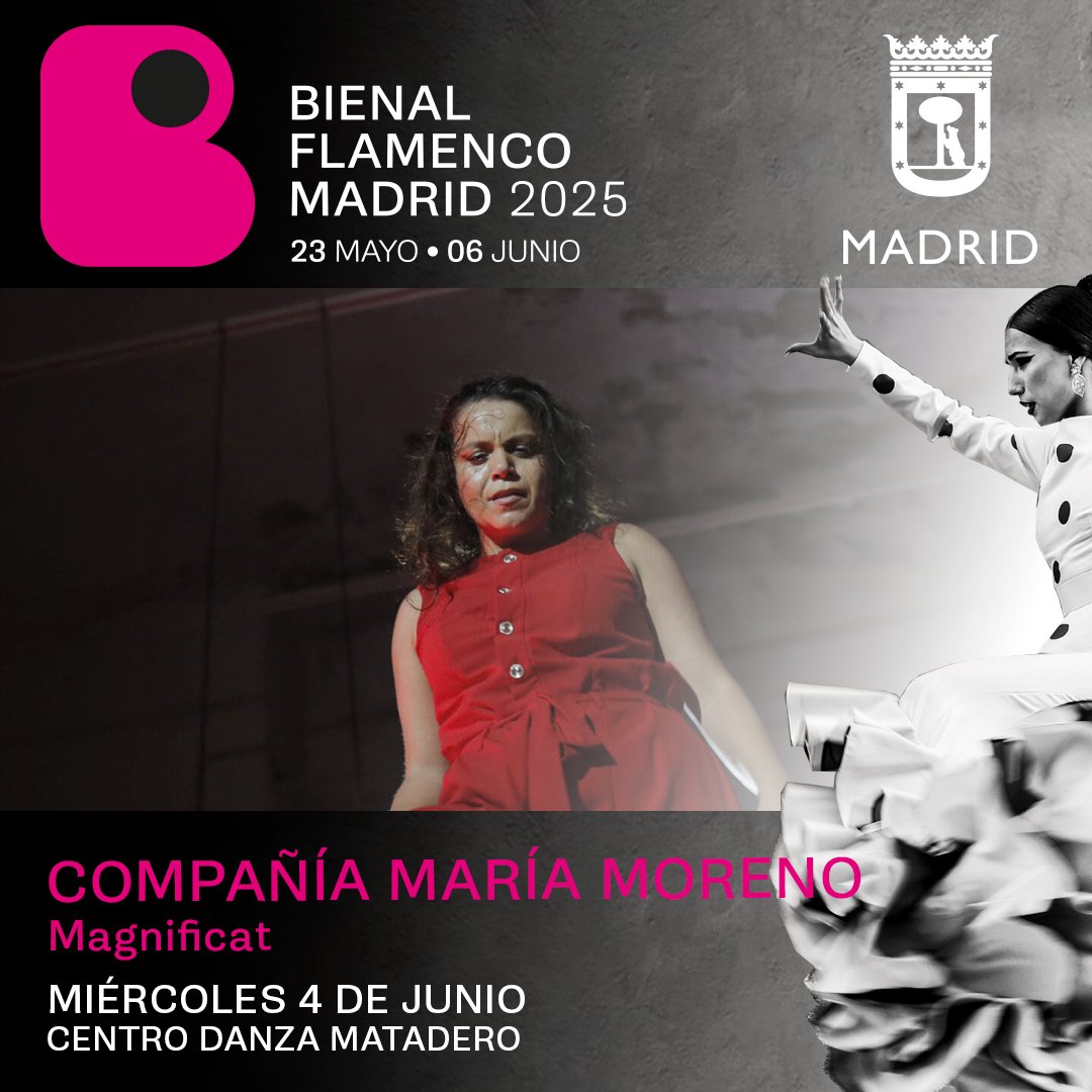 💃 "Magnificat" de María Moreno es uno de los espectáculos que cierran esta primera edición de #BienalFlamencoMadrid2025.⁣
⁣
Un viaje coreográfico que celebra la alegría desde el cuerpo y la música.⁣

📍 Centro Danza Matadero
⁣⁣
🎟️ Últimas entradas: bit.ly/Magnificat-Bie….