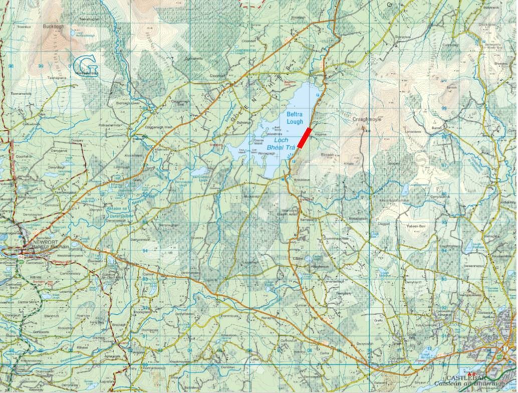 Minor accommodation works take place on the R312 Castlebar to Belmullet Road at Beltra on Tues. 3rd and Wed. 4th June from 9.10am to 5.30pm daily

Traffic management in place, delays expected

Divert R316 to Crossmolina, R310 to Castlebar, R311 Newport or R317/N59 to North West