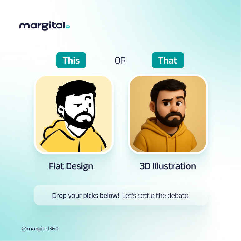 In the spirit of the new month, which do you prefer; flat design or 3D illustration?
