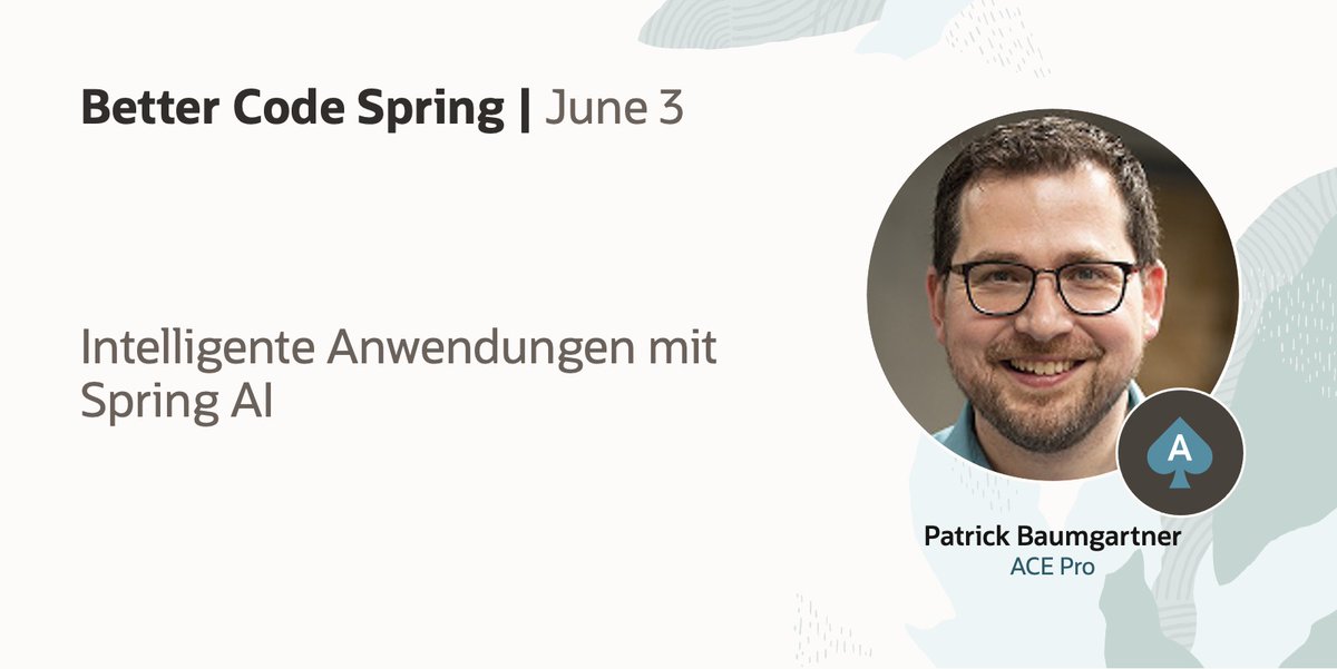 Oracle ACE Program (@oracleace) on Twitter photo On June 3rd, get a chance to connect with Oracle ACE Pro <a href="/patbaumgartner/">Patrick Baumgartner</a> during Better Code Spring 👉
social.ora.cl/6017N2u3P
#OracleACE On June 3rd, get a chance to connect with Oracle ACE Pro <a href="/patbaumgartner/">Patrick Baumgartner</a> during Better Code Spring 👉
social.ora.cl/6017N2u3P
#OracleACE