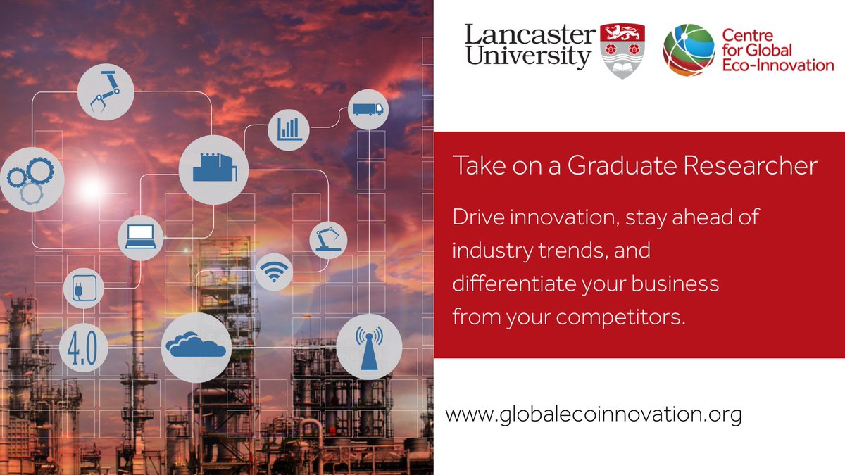 Lancaster University Sci-Tech Business (@luscitechbiz) on Twitter photo Drive innovation, stay ahead of industry trends, differentiate your business from your competitors and take on a graduate researcher with <a href="/LancsUniSciTech/">Science & Technology at Lancaster</a> and <a href="/CGEInnovation/">Centre for Global Eco-Innovation</a> 💡 Read more: bit.ly/cgemaop #graduate #collaboration #scienceandtechnology #talent Drive innovation, stay ahead of industry trends, differentiate your business from your competitors and take on a graduate researcher with <a href="/LancsUniSciTech/">Science & Technology at Lancaster</a> and <a href="/CGEInnovation/">Centre for Global Eco-Innovation</a> 💡 Read more: bit.ly/cgemaop #graduate #collaboration #scienceandtechnology #talent