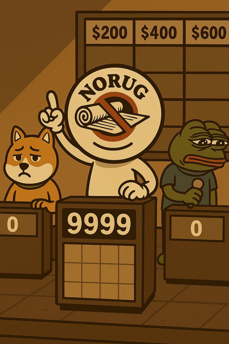 norugofficial's tweet photo. 🧠 Q: What’s built on trust, powered by memes &amp; can’t be rugged?

💯 A: $NORUG. Always the right answer. Always max score.
Others? Still buzzing in. 😂

🎯 Join the winning play: https://t.co/zyGni5OdjP

#NORUG #MemeTriviaChampion #NoRugJustRight #CryptoGameShow https://t.co/bGoYG4OhXr