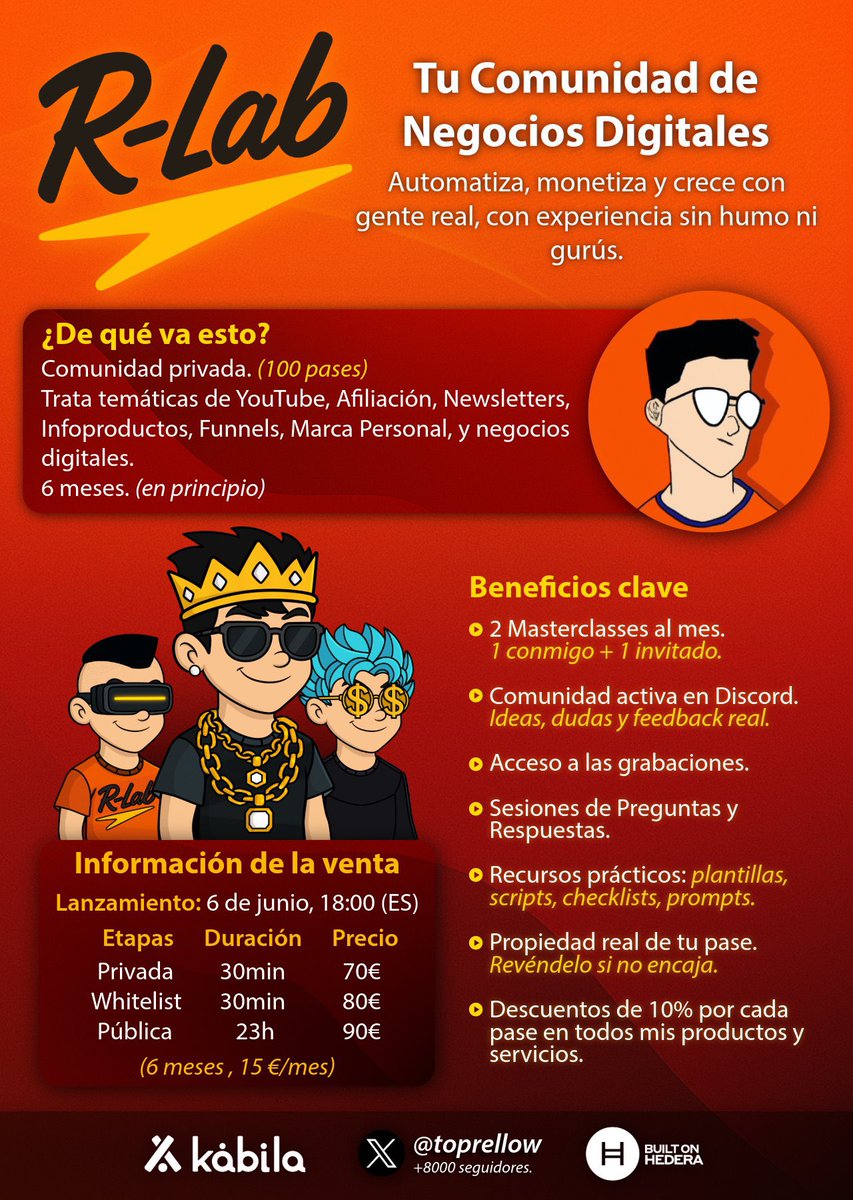 Mi panita Rellow va a sacar en breves su comunidad de negocios digitales 👀

Me pidió si podía sortear yo 10WL con la que os podréis ahorrar 10€ y podréis entrar antes‼️

1️⃣ Seguir a <a href="/TopRellow/">ThisIsRellow</a> y a <a href="/play2profitt/">play2profit👾</a>
2️⃣ Like + RT
3️⃣ Comentario original de qué vas a hacer con esos
