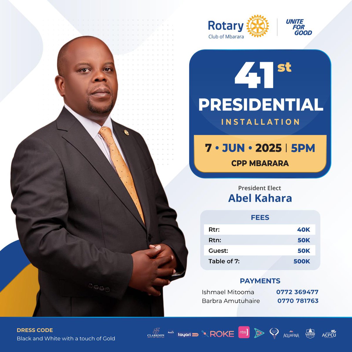 Rotary Club Mbarara (@rotarymbarara) on Twitter photo The long awaited week is upon us! Rc Mbarara is ready to give you a week of action as we celebrate installation of the 41st President Abel Kahara. Celebration of 40years of Service can't fit in one day... See Fliers
Join us! <a href="/RCMbararaEast/">Rotary Club Of Mbarara East</a> <a href="/RcBwebajja/">Rotary Club Bwebajja</a> <a href="/RCMbararaCity/">Rotary Mbarara City</a> <a href="/rotaryd9214/">RotaryDistrict9214</a> The long awaited week is upon us! Rc Mbarara is ready to give you a week of action as we celebrate installation of the 41st President Abel Kahara. Celebration of 40years of Service can't fit in one day... See Fliers
Join us! <a href="/RCMbararaEast/">Rotary Club Of Mbarara East</a> <a href="/RcBwebajja/">Rotary Club Bwebajja</a> <a href="/RCMbararaCity/">Rotary Mbarara City</a> <a href="/rotaryd9214/">RotaryDistrict9214</a>