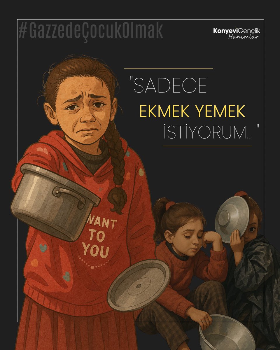 “Sadece ekmek yemek istiyorum. Dün sadece ot ve karpuz kabuğu yedik.”

Bir çocuk ağlayarak bunu söylüyorsa tüm dünyanın utanması lazım…

Allah’ım! Filistin’de ve Müslümanların yaşadığı bütün beldelerde zayıf ve zulme uğrayan Müslümanlara yardım et! Ayaklarını sabit kıl,