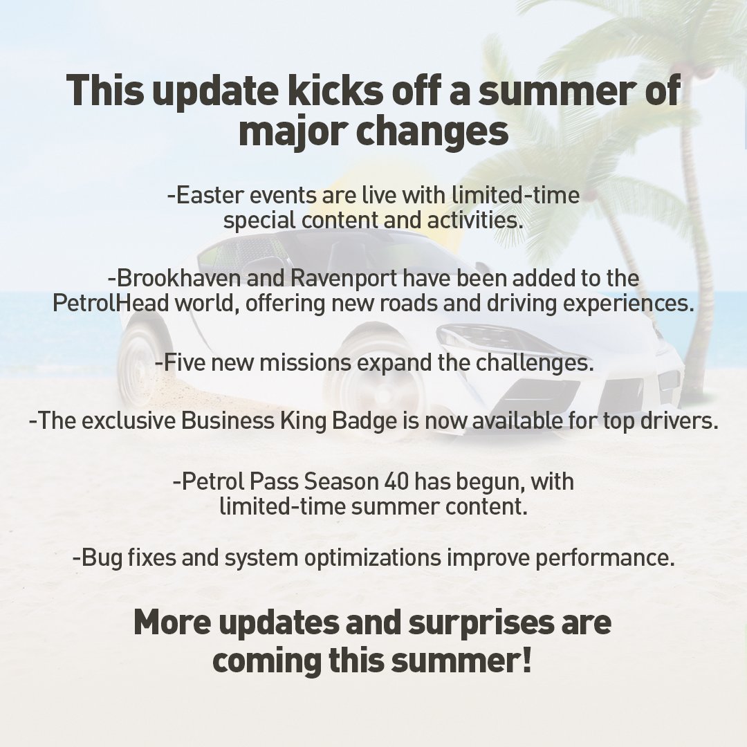 LetheStd's tweet photo. The wait is over — ☀️ Summer vibes are on! 🌊
𝑻𝒉𝒆 𝑷𝒆𝒕𝒓𝒐𝒍𝑯𝒆𝒂𝒅 𝑺𝒖𝒎𝒎𝒆𝒓 𝑼𝒑𝒅𝒂𝒕𝒆 𝒉𝒂𝒔 𝒍𝒂𝒏𝒅𝒆𝒅! 😎🚀

New cities, missions &amp; rewards are live across all platforms! 🏎️

Big changes roll in all summer long… Don’t miss it! 🌴🔥 

#PetrolHead #SummerUpdate https://t.co/VRpaGKQDh1