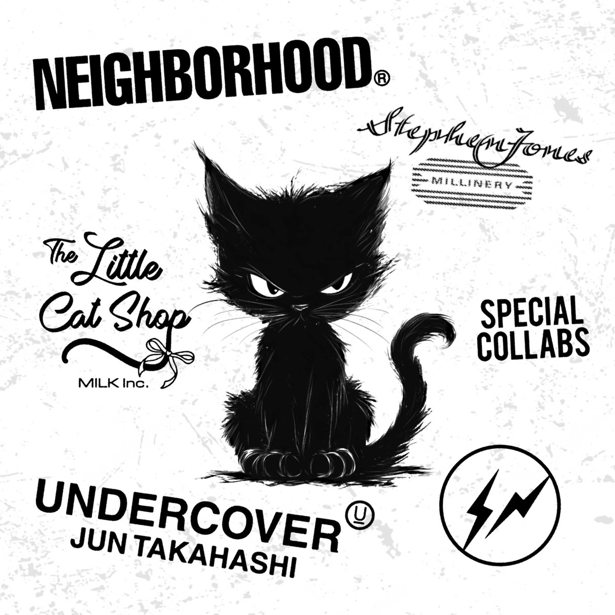 milk__official_'s tweet photo. MILK MILKBOYディレクター"HITOMI"と親交の深い4ブランド、藤原ヒロシ(fragment design)、UNDERCOVER、NEIGHBORHOOD、Stephen Jonesとの限定コラボも実現。
ネコ耳アイテムやアーカイブTなど、ネコづくしの全31型。
10日間限定の“ネコまみれ”体験をお見逃しなく！🐾 https://t.co/yiC8wnYK4P