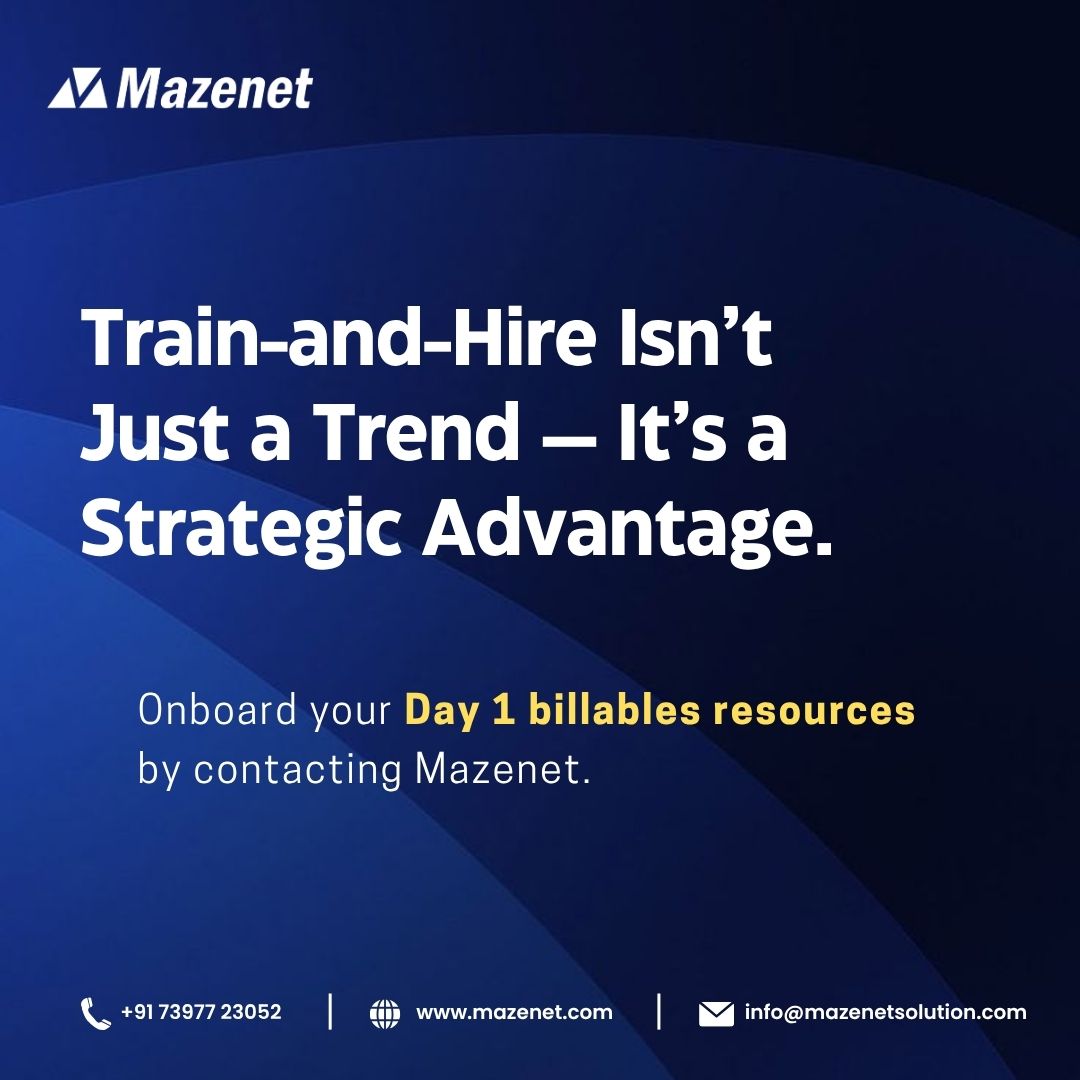 Maze_net's tweet image. 📷 Mazenet’s train and hire model delivers pre-trained, job-ready talent that ensures faster onboarding, higher retention, and productivity from day one. Build high-performing tech teams by partnering with Mazenet. 📷📷#trainandhire #techtalent #fasteronboarding #mazenetsolutions
