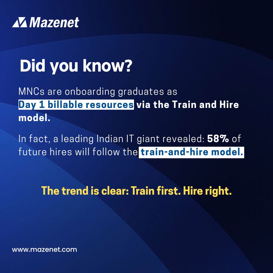 Maze_net's tweet image. 📷 Mazenet’s train and hire model delivers pre-trained, job-ready talent that ensures faster onboarding, higher retention, and productivity from day one. Build high-performing tech teams by partnering with Mazenet. 📷📷#trainandhire #techtalent #fasteronboarding #mazenetsolutions