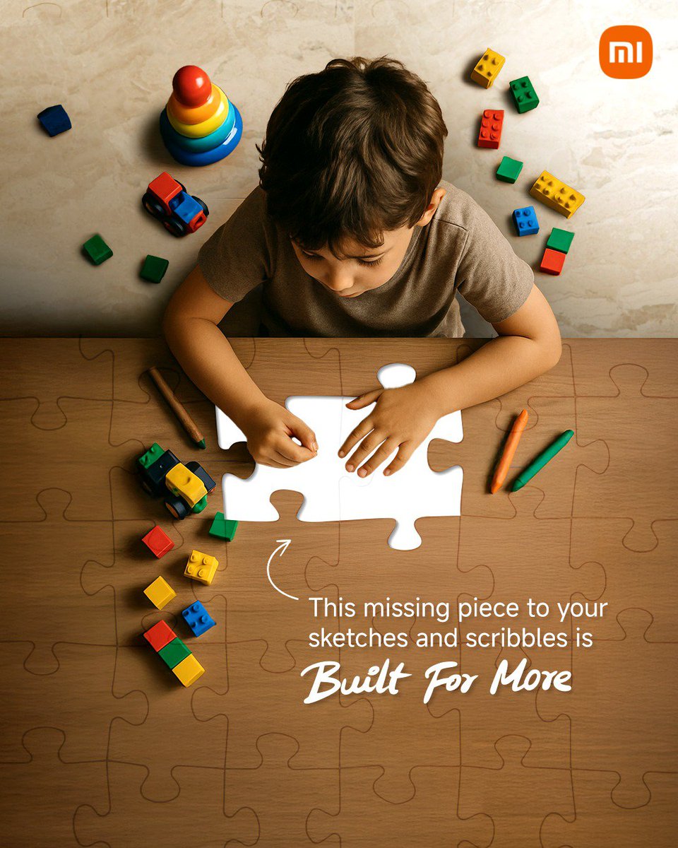 Scribbles on the table. Crayons on standby.
But something’s missing...

Is this a missing piece to your kid’s creativity?

What’s the most unexpected place your kid has drawn on? Tell us below!

Know more about the missing piece: bit.ly/Redmi-Pad_2
#RedmiPad2 #BuiltForMore