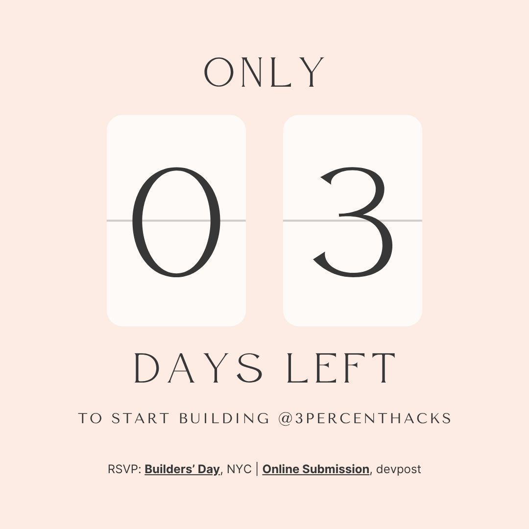 🚀 3 days to go until our Hackathon &amp; Builders Day! Gather your teams, share your ideas, and get ready to innovate!
🔗 Builders Day link: buff.ly/5aiWyHh 
🔗 Hackathon link: buff.ly/iYg9YBT
