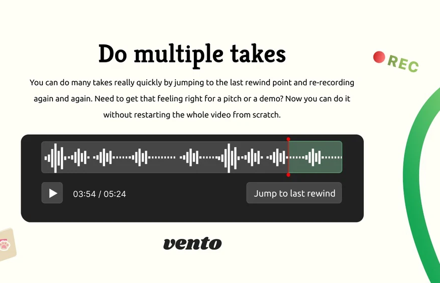 #screenrecording #lifetime #appsumo Video za tisíc slov. Používáte #Loom, #Vidyard apod?
Zkuste Vento, má navíc možnost rychlého vrácení se zpět a opravy. Umí i transcription a zaheslovaný přístup.
A hlavně na Appsumu je teď v lifetime verzi za $50 - viz tool4u.eu/as-vento