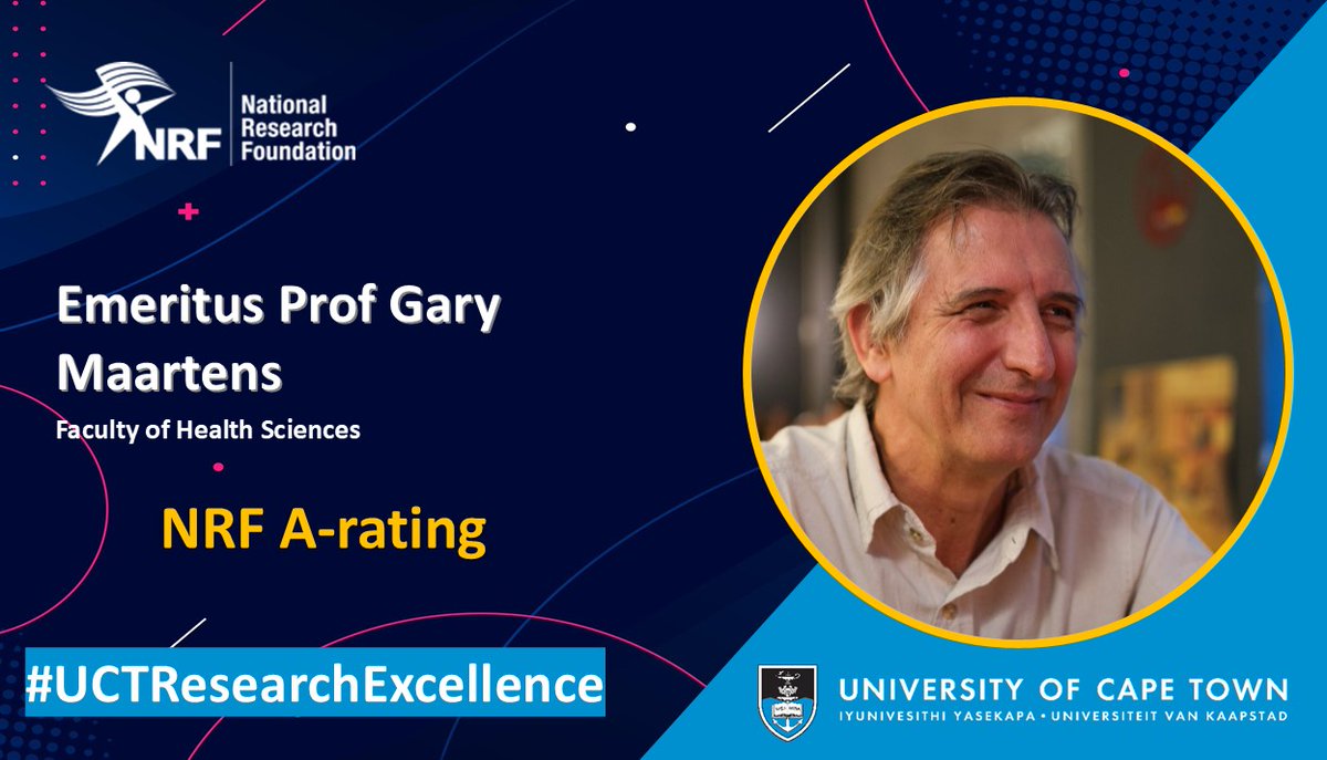 UCT Research (@uct_research) on Twitter photo .<a href="/NRF_News/">National Research Foundation of South Africa</a> has awarded Emeritus Prof Gary Maartens an A-rating for his pioneering research on TB & its interaction with antiretroviral therapy. His work aims to improve the health of people living with HIV and/or TB in SA & other high-burden settings. #UCTResearchExcellence .<a href="/NRF_News/">National Research Foundation of South Africa</a> has awarded Emeritus Prof Gary Maartens an A-rating for his pioneering research on TB & its interaction with antiretroviral therapy. His work aims to improve the health of people living with HIV and/or TB in SA & other high-burden settings. #UCTResearchExcellence
