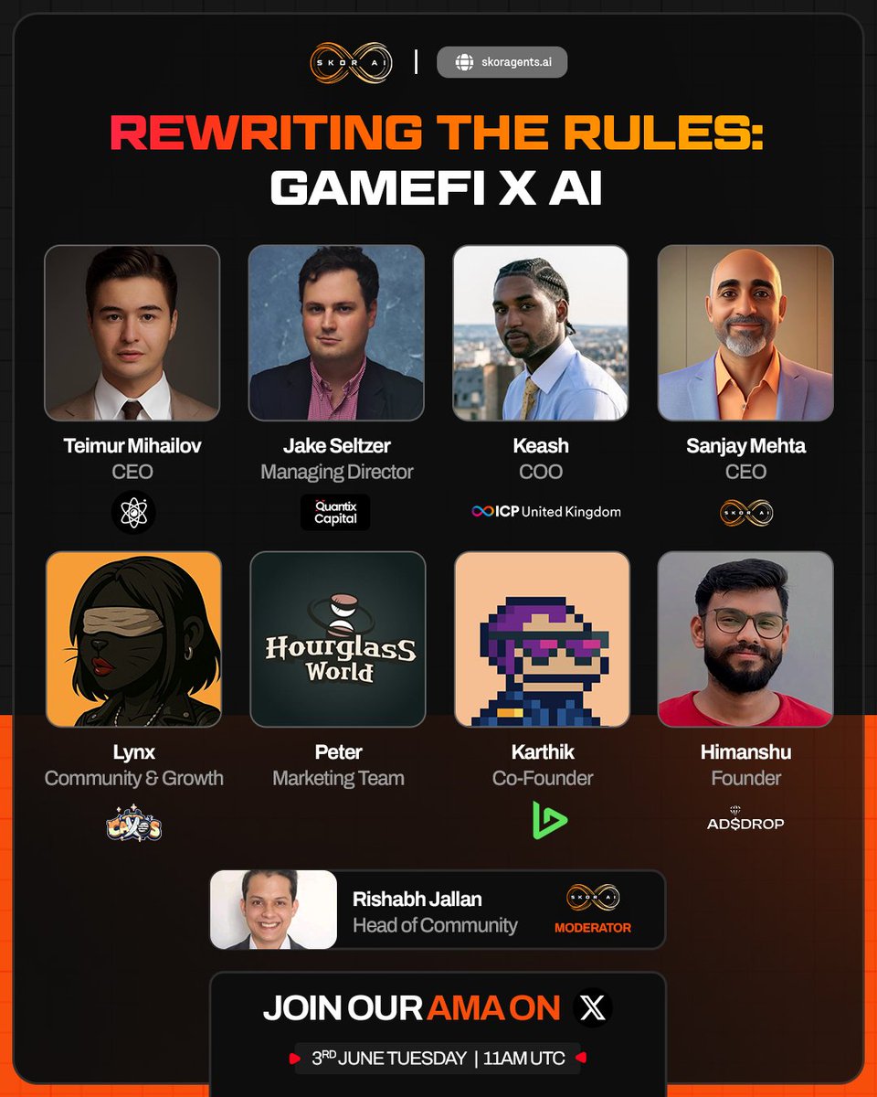 theskorai's tweet image. Rewriting the Rules: Gamefi x AI 🎮🤖
From intelligent in-game agents to on-chain economies, AI is transforming how GameFi evolves, scales, and engages players.
Join top minds from the industry shaping the future at the intersection of gaming, finance, and decentralized…